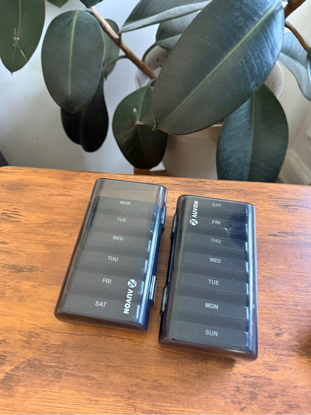 AUVON Weekly Pill Organizer - Black (2-Pack)